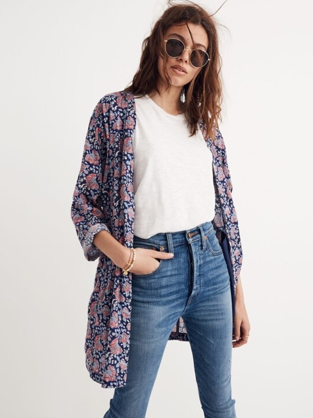 Madewell Robe Jacket‎ in Block Dark Midnight